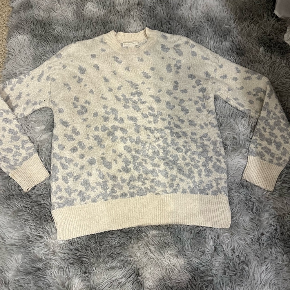 Christian Siriano Cream and Gray Knit Sweater